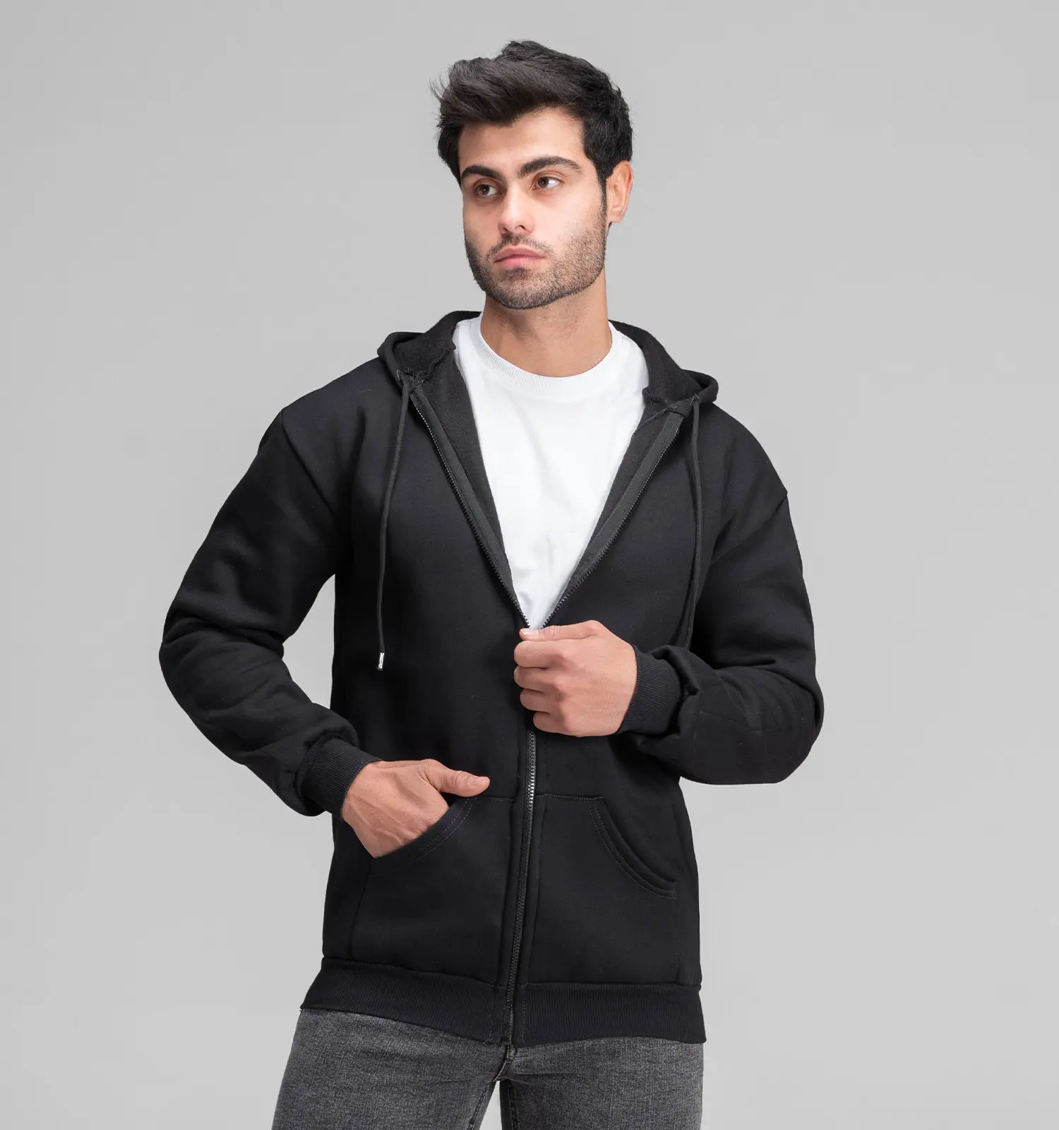 سویشرت کلاه دار مردانه مشکی ساده